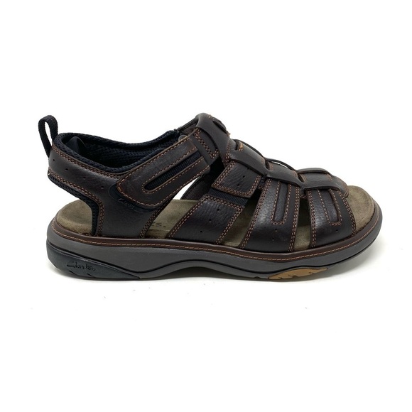 Clarks Merrimack Sandals Brown Oily Leather - Picture 1 of 8